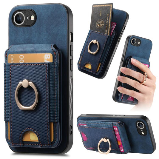 For iPhone 16e Retro Splitable Magnetic Stand Card Bag Leather Phone Case(Blue) - iPhone 16e Cases by PMC Jewellery | Online Shopping South Africa | PMC Jewellery | Buy Now Pay Later Mobicred