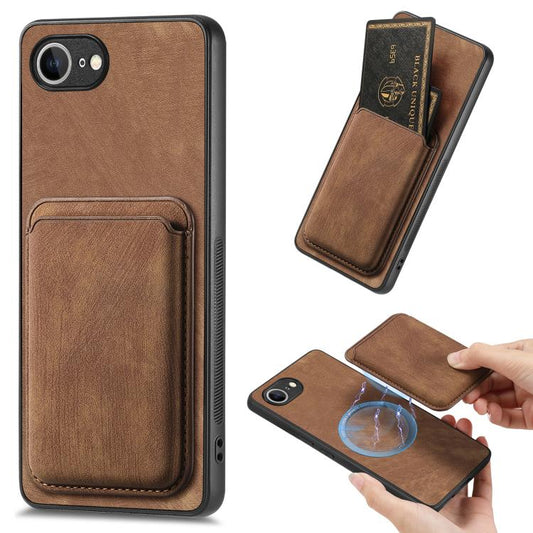 For iPhone 16e Retro Leather Card Bag Magnetic Phone Case(Brown) - iPhone 16e Cases by PMC Jewellery | Online Shopping South Africa | PMC Jewellery | Buy Now Pay Later Mobicred