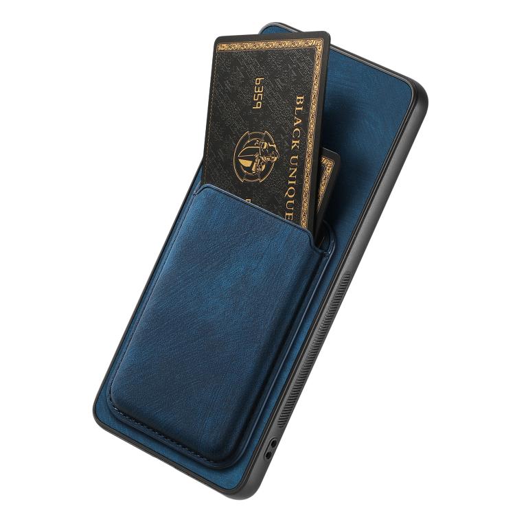 For iPhone 16e Retro Leather Card Bag Magnetic Phone Case(Blue) - free shipping - PMC TechLife - Order now!