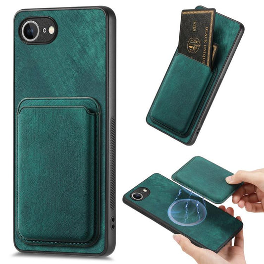 For iPhone 16e Retro Leather Card Bag Magnetic Phone Case(Green) - iPhone 16e Cases by PMC Jewellery | Online Shopping South Africa | PMC Jewellery | Buy Now Pay Later Mobicred