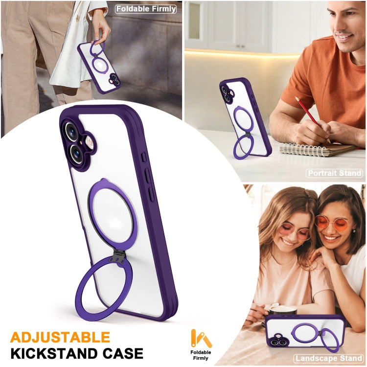 For iPhone 16 Skin Feel MagSafe Holder 360 Full Body Phone Case(Purple) - iPhone 16 Cases by PMC Jewellery | Online Shopping South Africa | PMC Jewellery | Buy Now Pay Later Mobicred