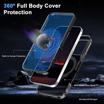 For iPhone 16 Pro Frosted Skin Feel MagSafe Holder 360 Full Body Phone Case(Black) - iPhone 16 Pro Cases by PMC Jewellery | Online Shopping South Africa | PMC Jewellery | Buy Now Pay Later Mobicred