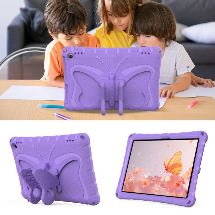 For Amazon Kindle Fire HD10 2021/2023 Butterfly Bracket EVA Shockproof Tablet Case(Light Purple) - Amazon by PMC TechLife | Online Shopping South Africa | PMC TechLife | Buy Now Pay Later Mobicred