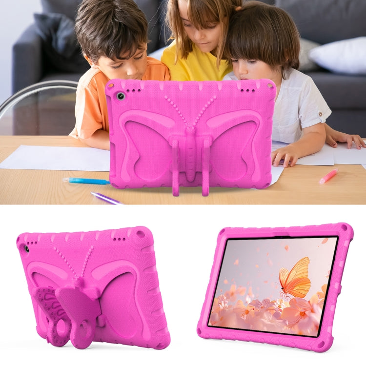 For Amazon Kindle Fire HD10 2021/2023 Butterfly Bracket EVA Shockproof Tablet Case(Rose Red) - Amazon by PMC TechLife | Online Shopping South Africa | PMC TechLife | Buy Now Pay Later Mobicred