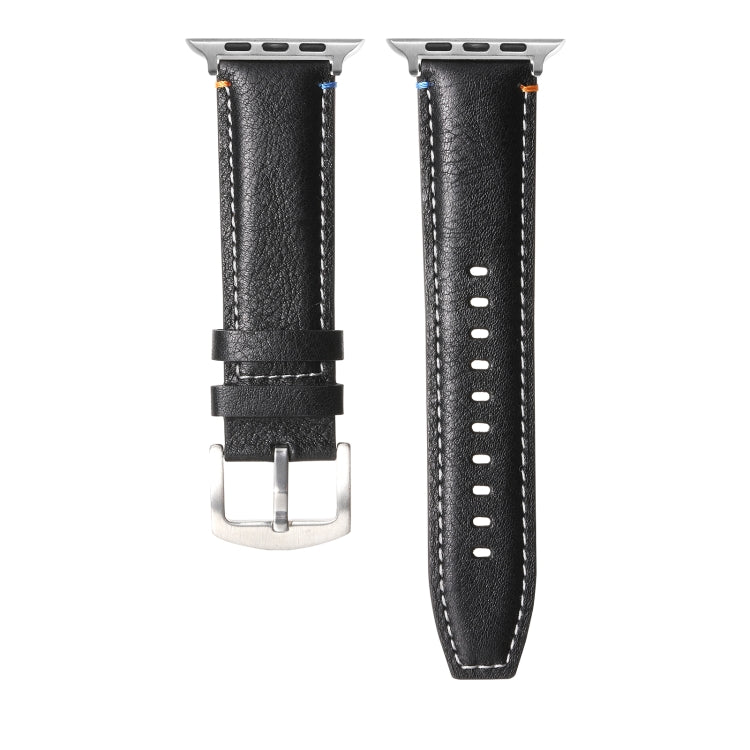 Stitched Genuine Leather Watch Band For Apple Watch 46mm / 49mm / 45mm / 44mm(Pull Up Leather Black) - Watch Bands by PMC TechLife | Online Shopping South Africa | PMC TechLife | Buy Now Pay Later Mobicred