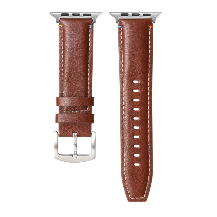 Stitched Genuine Leather Watch Band For Apple Watch 42mm / 41mm / 40mm / 38mm(Pull Up Leather Brown) - Watch Bands by PMC TechLife | Online Shopping South Africa | PMC TechLife | Buy Now Pay Later Mobicred