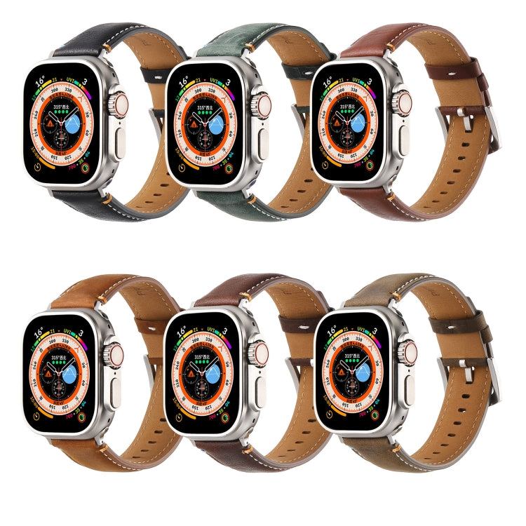 Stitched Genuine Leather Watch Band For Apple Watch 42mm / 41mm / 40mm / 38mm(Pull Up Leather Brown) - Watch Bands by PMC TechLife | Online Shopping South Africa | PMC TechLife | Buy Now Pay Later Mobicred