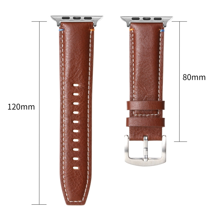Stitched Genuine Leather Watch Band For Apple Watch 42mm / 41mm / 40mm / 38mm(Pull Up Leather Coffee) - Watch Bands by PMC TechLife | Online Shopping South Africa | PMC TechLife | Buy Now Pay Later Mobicred