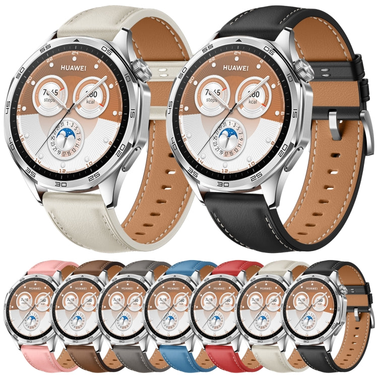 For Huawei Watch GT 5 46mm Silver Buckle Genuine Leather Watch Band(Blue) - free shipping - PMC TechLife - Order now!