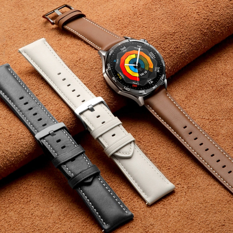 For Huawei Watch GT 5 46mm Silver Buckle Genuine Leather Watch Band(Red) - free shipping - PMC TechLife - Order now!