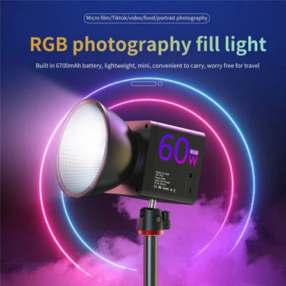 C60R 60W RGB Stage Lamp Professional Video Photography COB Fill Light, Plug:EU Plug - Selfie Light by PMC Jewellery | Online Shopping South Africa | PMC Jewellery | Buy Now Pay Later Mobicred