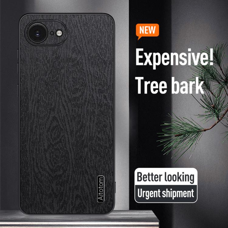For iPhone 16e Tree Bark Leather Shockproof Phone Case(Blue) - iPhone 16e Cases by PMC TechLife | Online Shopping South Africa | PMC TechLife | Buy Now Pay Later Mobicred