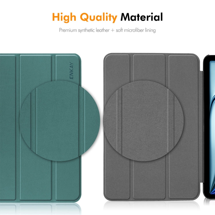 For OnePlus Pad 2 / Pad Pro 12.1 ENKAY Tri-fold Custer Texture Platic Leather Smart Tablet Case(Grey) - free shipping - PMC TechLife - Order now!