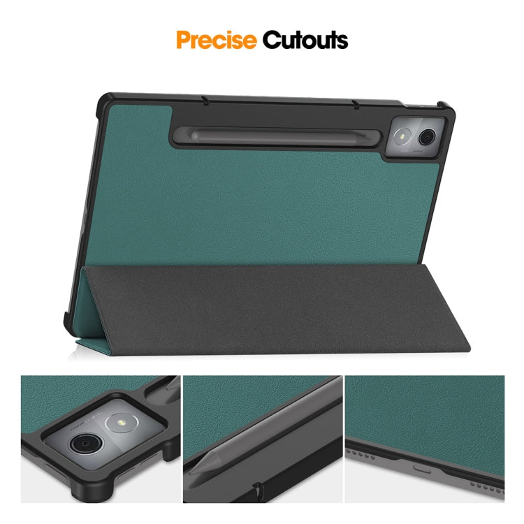 For Lenovo Xiaoxin Pad Pro 12.7 2025 ENKAY Tri-fold Custer Texture Platic Leather Smart Tablet Case(Black) - free shipping - PMC TechLife - Order now!