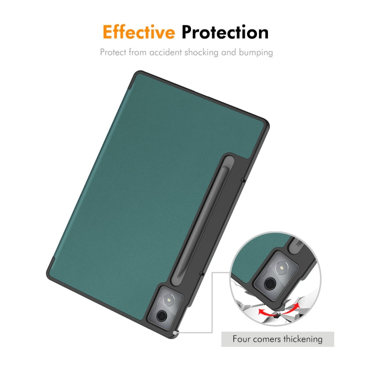 For Lenovo Xiaoxin Pad Pro 12.7 2025 ENKAY Tri-fold Custer Texture Platic Leather Smart Tablet Case(Black) - free shipping - PMC TechLife - Order now!