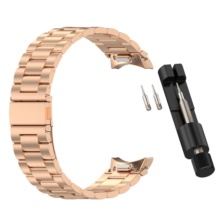 For Samsung Galaxy Watch 7 40 / 44mm Three Beads Button Quick Release Metal Watch Band(Rose Gold) - free shipping - PMC TechLife - Order now!