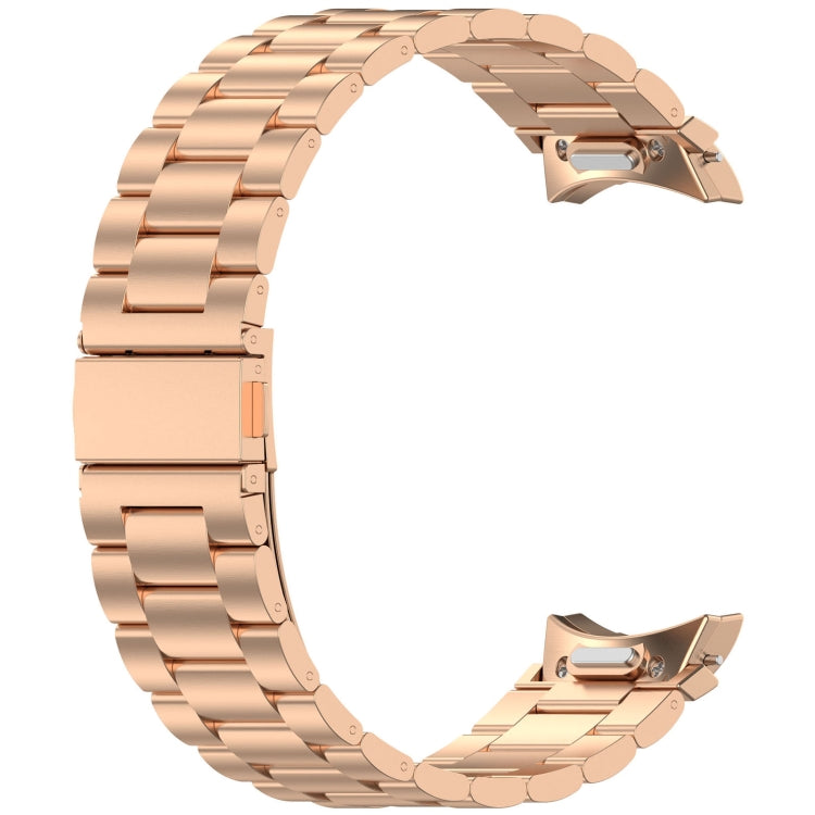 For Samsung Galaxy Watch 4 40 / 44mm Three Beads Button Quick Release Metal Watch Band(Rose Gold) - free shipping - PMC TechLife - Order now!