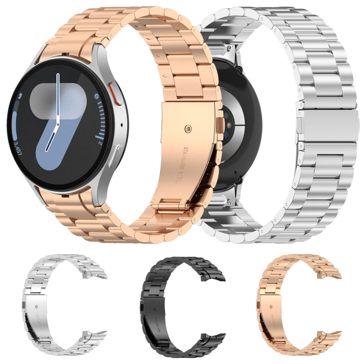For Samsung Galaxy Watch 4 40 / 44mm Three Beads Button Quick Release Metal Watch Band(Rose Gold) - free shipping - PMC TechLife - Order now!