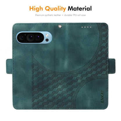 For Google Pixel 9 Pro ENKAY Embossed Rhombus Starry Leather Phone Case with Screen Film(Brown) - Google Cases by ENKAY | Online Shopping South Africa | PMC Jewellery | Buy Now Pay Later Mobicred