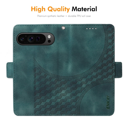 For Google Pixel 9 Pro XL ENKAY Embossed Rhombus Starry Leather Phone Case with Screen Film(Black) - Google Cases by ENKAY | Online Shopping South Africa | PMC Jewellery | Buy Now Pay Later Mobicred