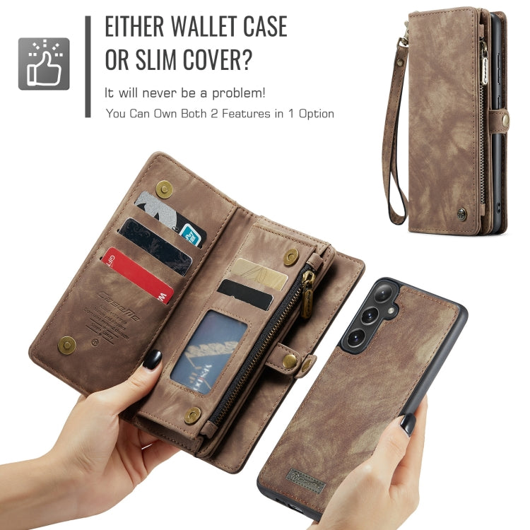 For Samsung Galaxy S24 FE 5G CaseMe 008 Detachable Multifunctional Leather Phone Case(Brown) - free shipping - PMC Jewellery - Order now!