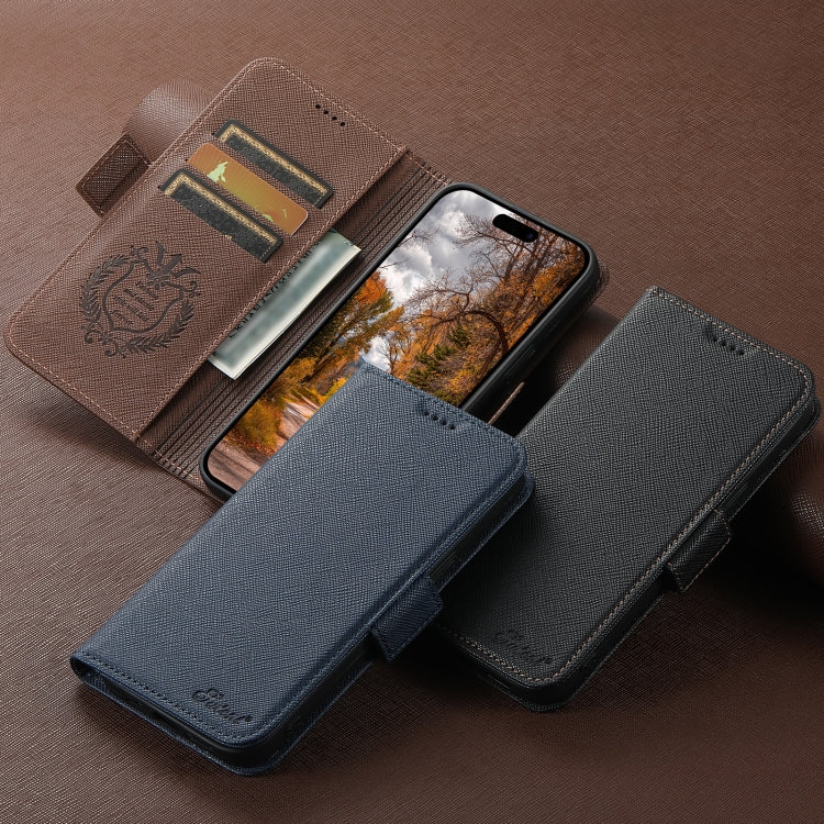 For iPhone 16 Pro Max Suteni J08 Multifunctional Cross Texture MagSafe Leather Phone Case(Brown) - iPhone 16 Pro Max Cases by Suteni | Online Shopping South Africa | PMC Jewellery | Buy Now Pay Later Mobicred