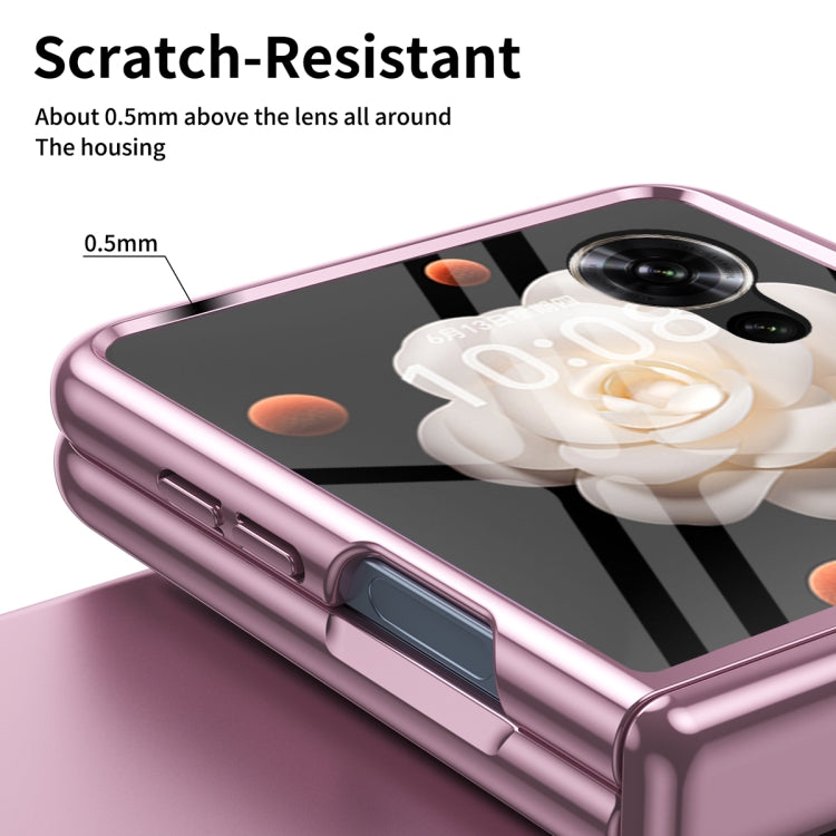 For Honor Magic V Flip Plating Transparent Folding Hinged Phone Case(Pink) - Honor Cases by PMC TechLife | Online Shopping South Africa | PMC TechLife | Buy Now Pay Later Mobicred