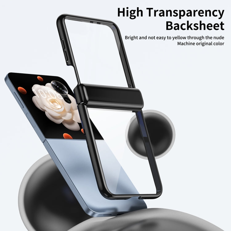 For Honor Magic V Flip Plating Transparent Folding Hinged Phone Case(Black) - Honor Cases by PMC TechLife | Online Shopping South Africa | PMC TechLife | Buy Now Pay Later Mobicred