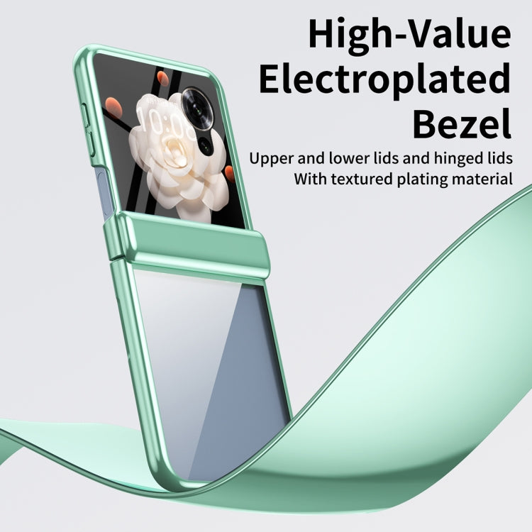 For Honor Magic V Flip Plating Transparent Folding Hinged Phone Case(Green) - Honor Cases by PMC TechLife | Online Shopping South Africa | PMC TechLife | Buy Now Pay Later Mobicred