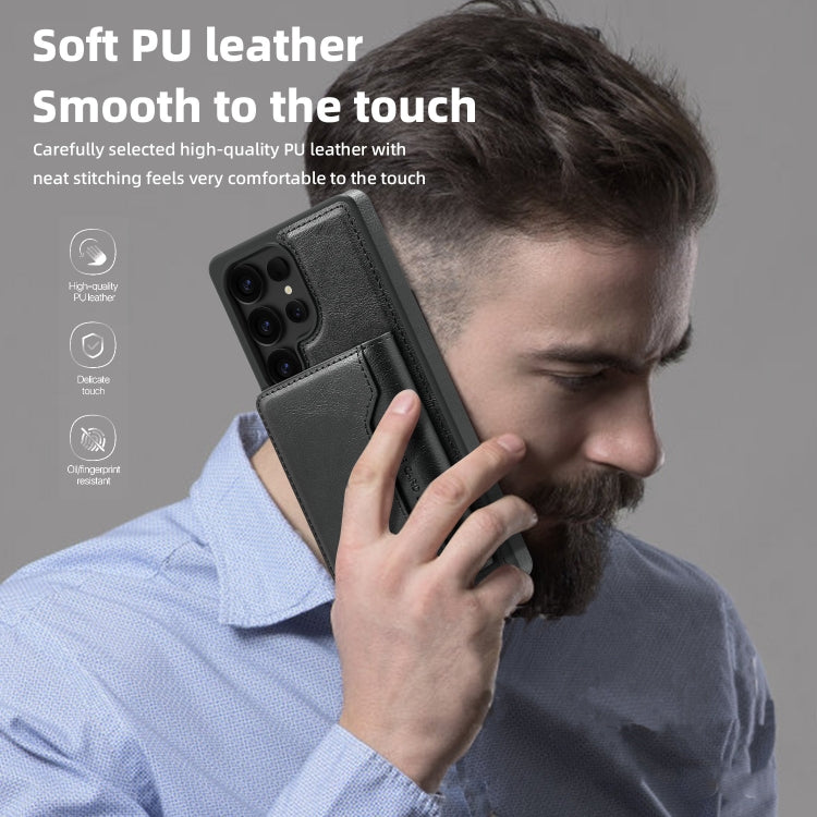For Samsung Galaxy S25 5G Shield Multi-functional MagSafe Card Bag Phone Case(Black) - Galaxy S25 5G Cases by PMC Jewellery | Online Shopping South Africa | PMC Jewellery | Buy Now Pay Later Mobicred