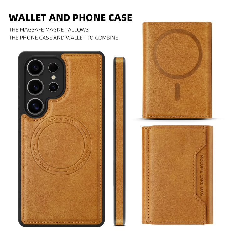 For Samsung Galaxy S25 5G Shield Multi-functional MagSafe Card Bag Phone Case(Brown) - Galaxy S25 5G Cases by PMC Jewellery | Online Shopping South Africa | PMC Jewellery | Buy Now Pay Later Mobicred
