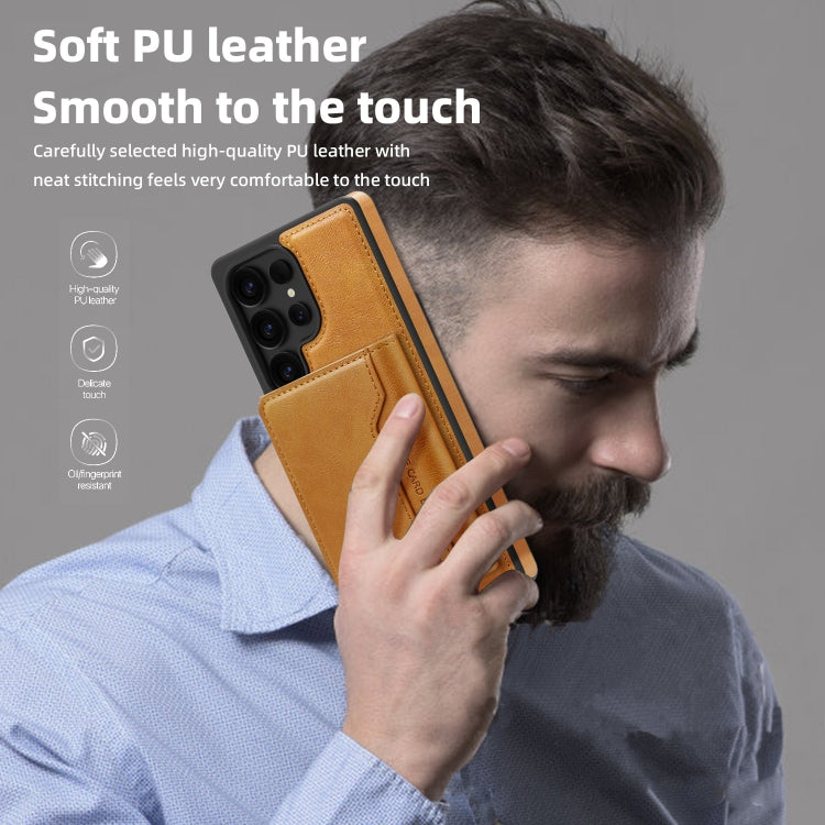 For Samsung Galaxy S25 5G Shield Multi-functional MagSafe Card Bag Phone Case(Brown) - Galaxy S25 5G Cases by PMC Jewellery | Online Shopping South Africa | PMC Jewellery | Buy Now Pay Later Mobicred