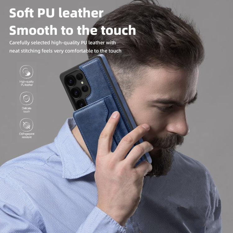 For Samsung Galaxy S25 5G Shield Multi-functional MagSafe Card Bag Phone Case(Blue) - Galaxy S25 5G Cases by PMC Jewellery | Online Shopping South Africa | PMC Jewellery | Buy Now Pay Later Mobicred