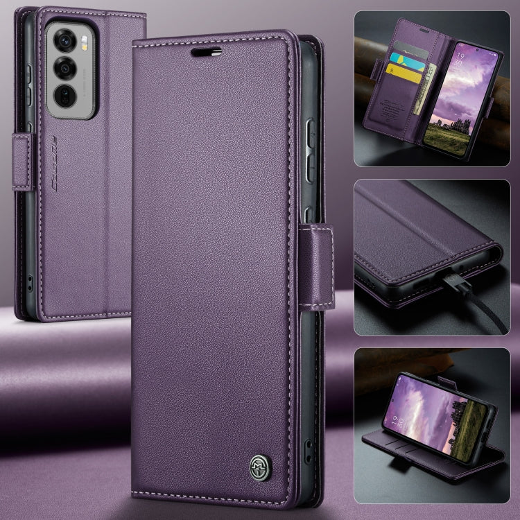 For OPPO Reno12 5G Global CaseMe 023 Butterfly Buckle Litchi Texture RFID Anti-theft Leather Phone Case(Purple) - Reno12 Cases by CaseMe | Online Shopping South Africa | PMC Jewellery | Buy Now Pay Later Mobicred