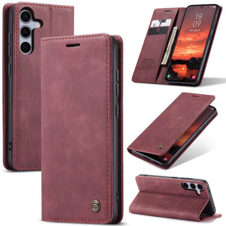 For Samsung Galaxy S25 5G CaseMe 013 Multifunctional Horizontal Flip Leather Phone Case(Red) - free shipping - PMC Jewellery - Order now!