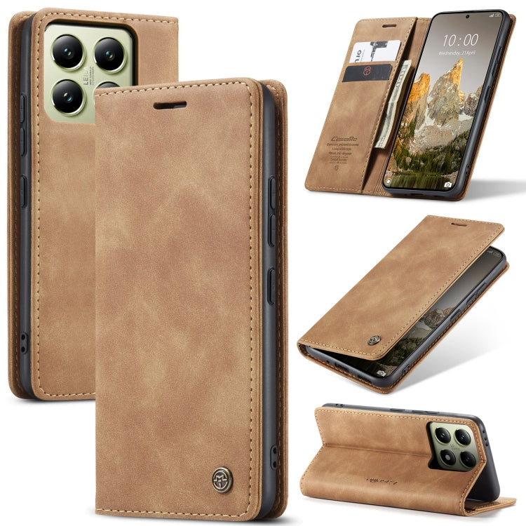 For Xiaomi 14T CaseMe 013 Multifunctional Horizontal Flip Leather Phone Case(Brown) - 14T Cases by CaseMe | Online Shopping South Africa | PMC Jewellery | Buy Now Pay Later Mobicred