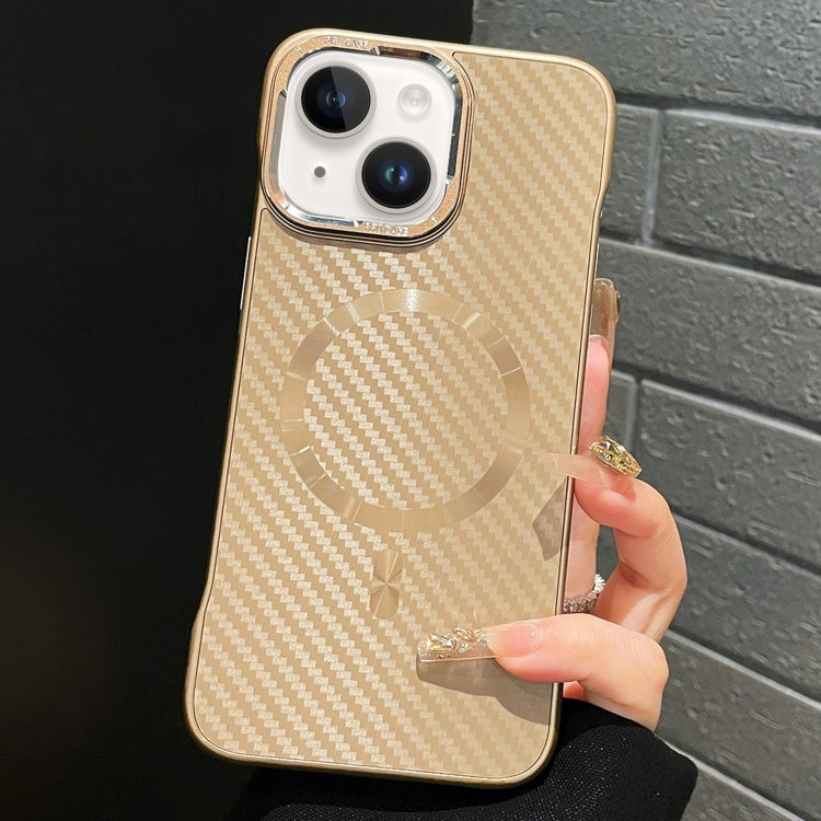 For iPhone 14 AG Carbon Fiber Frameless MagSafe Phone Case(Gold) - iPhone 14 Cases by PMc TechLife | Online Shopping South Africa | PMc TechLife | Buy Now Pay Later Mobicred