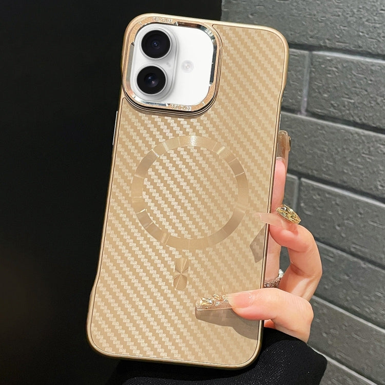 For iPhone 16 Plus AG Carbon Fiber Frameless MagSafe Phone Case(Gold) - iPhone 16 Plus Cases by PMc TechLife | Online Shopping South Africa | PMc TechLife | Buy Now Pay Later Mobicred