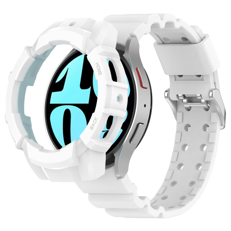 For Samsung Galaxy Watch 7 40mm Armor Silicone Watch Band with Watch Case Set(White) - Watch Bands by PMC Jewellery | Online Shopping South Africa | PMC Jewellery | Buy Now Pay Later Mobicred