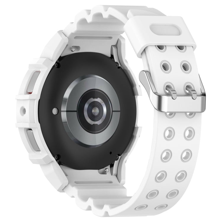For Samsung Galaxy Watch 7 40mm Armor Silicone Watch Band with Watch Case Set(White) - Watch Bands by PMC Jewellery | Online Shopping South Africa | PMC Jewellery | Buy Now Pay Later Mobicred