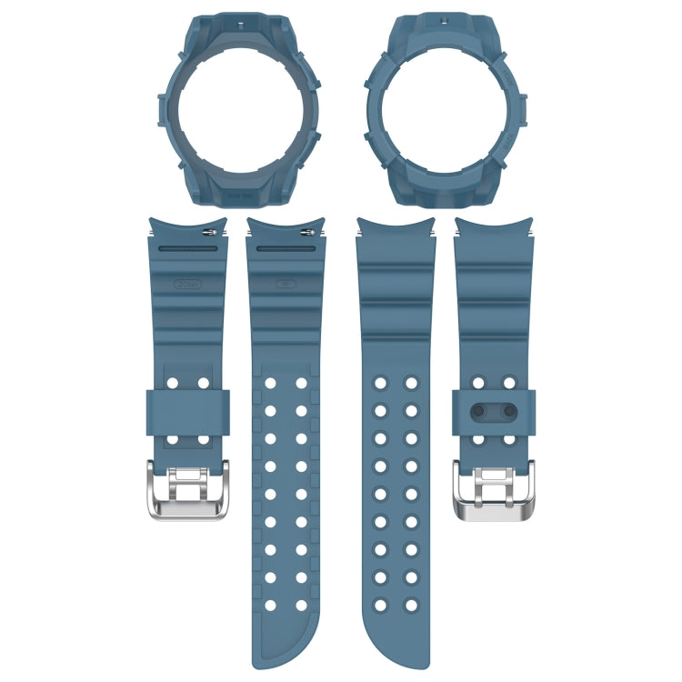 For Samsung Galaxy Watch 7 40mm Armor Silicone Watch Band with Watch Case Set(Blue) - Watch Bands by PMC Jewellery | Online Shopping South Africa | PMC Jewellery | Buy Now Pay Later Mobicred