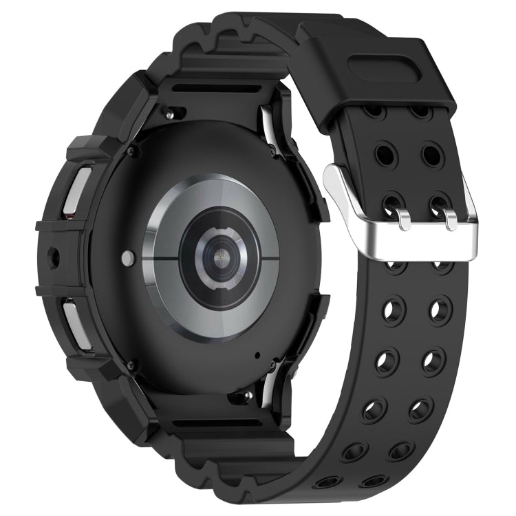 For Samsung Galaxy Watch 7 44mm Armor Silicone Watch Band with Watch Case Set(Black) - Watch Bands by PMC Jewellery | Online Shopping South Africa | PMC Jewellery | Buy Now Pay Later Mobicred