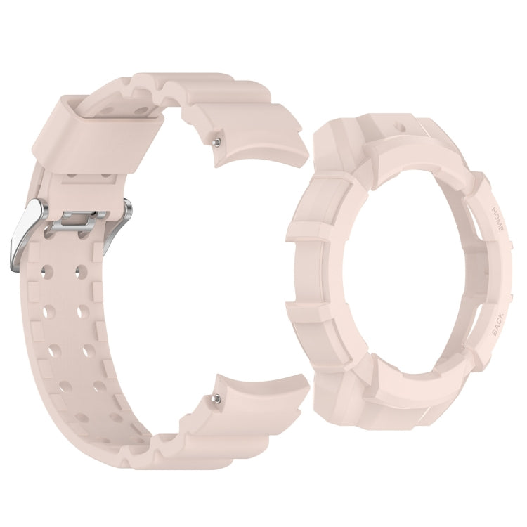 For Samsung Galaxy Watch 7 44mm Armor Silicone Watch Band with Watch Case Set(Pink) - Watch Bands by PMC Jewellery | Online Shopping South Africa | PMC Jewellery | Buy Now Pay Later Mobicred