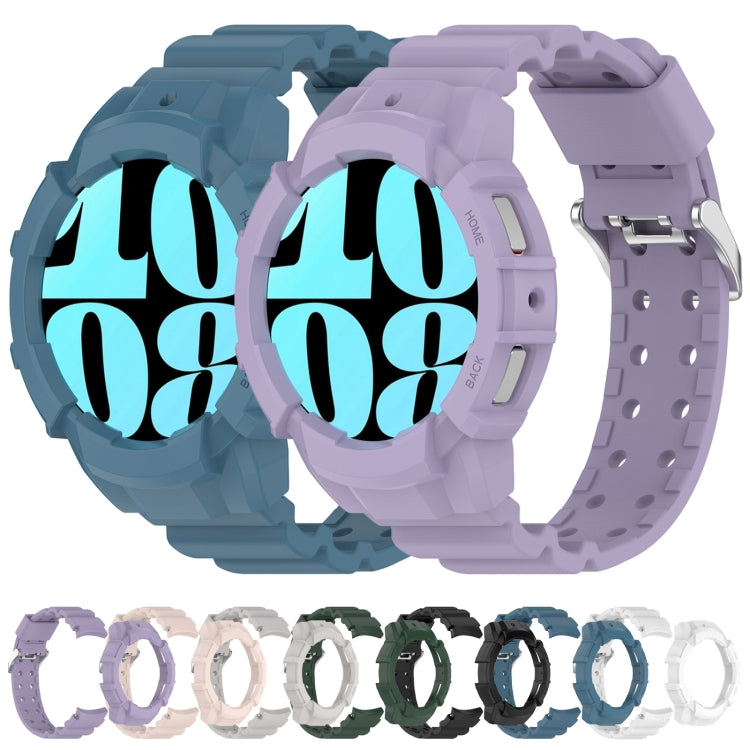 For Samsung Galaxy Watch 7 44mm Armor Silicone Watch Band with Watch Case Set(White) - Watch Bands by PMC Jewellery | Online Shopping South Africa | PMC Jewellery | Buy Now Pay Later Mobicred