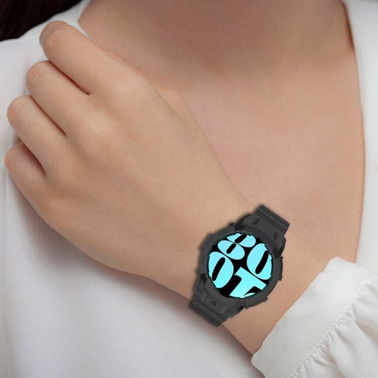 For Samsung Galaxy Watch 7 40mm Armor Silicone Watch Band with Watch Case Set(Blue) - Watch Bands by PMC Jewellery | Online Shopping South Africa | PMC Jewellery | Buy Now Pay Later Mobicred
