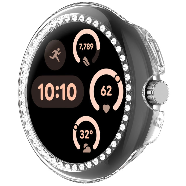 For Google Pixel Watch Diamond Electroplated PC Half Coverage Watch Protective Case(Transparent Color) - Watch Cases by PMC TechLife | Online Shopping South Africa | PMC TechLife | Buy Now Pay Later Mobicred