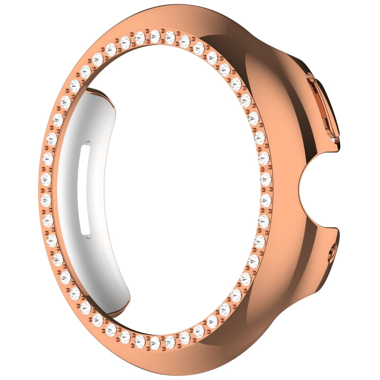 For Google Pixel Watch 3 45mm Diamond Electroplated PC Half Coverage Watch Protective Case(Rose Gold) - Watch Cases by PMC TechLife | Online Shopping South Africa | PMC TechLife | Buy Now Pay Later Mobicred