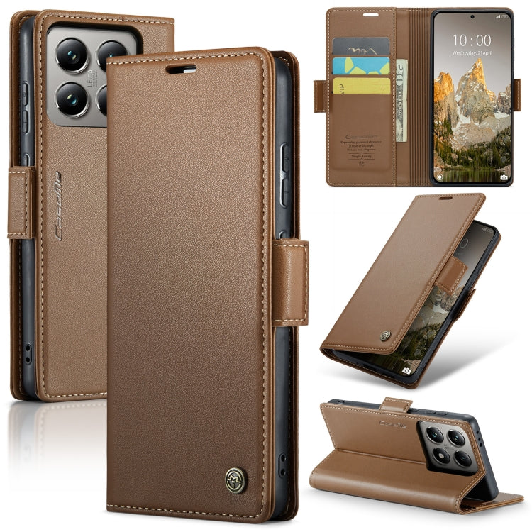 For Xiaomi 14T Pro CaseMe 023 Butterfly Buckle Litchi Texture RFID Anti-theft Leather Phone Case(Brown) - 14T Pro Cases by CaseMe | Online Shopping South Africa | PMC Jewellery | Buy Now Pay Later Mobicred