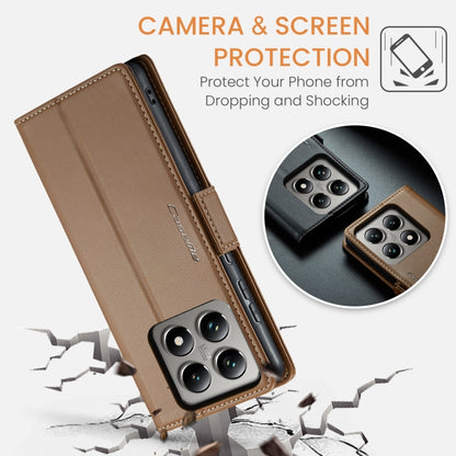 For Xiaomi 14T Pro CaseMe 023 Butterfly Buckle Litchi Texture RFID Anti-theft Leather Phone Case(Brown) - 14T Pro Cases by CaseMe | Online Shopping South Africa | PMC Jewellery | Buy Now Pay Later Mobicred