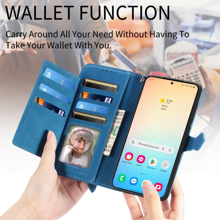 For Samsung Galaxy S25+ 5G Embossed Flower Zipper Leather Phone Case(Red) - Galaxy S25+ 5G Cases by PMC TechLife | Online Shopping South Africa | PMC TechLife | Buy Now Pay Later Mobicred